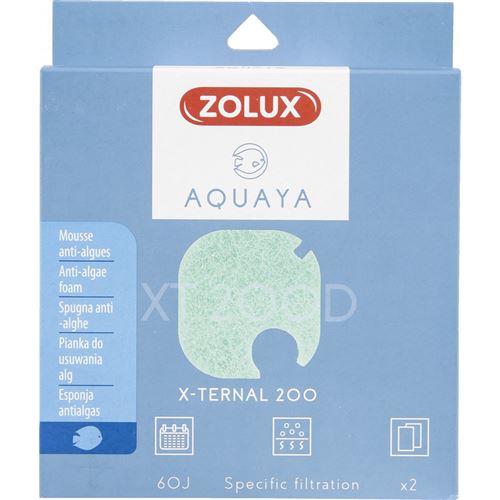 Zolux Filtre Pour Pompe X-Ternal 200, Filtre Xt 200 D Mousse Anti Algues X2. Pour Aquarium.