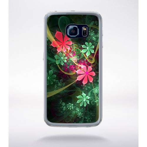 Coque Abstrait Fleur Verte Compatible Samsung Galaxy S6 Edge Transparent