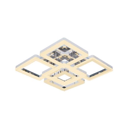 HOMEMANIA Lampe de Plafond Galya3 - Carrée - Murale - Chrome en Métal, 52 x 52 x 17 cm, 1 x LED, 80W, 8400LM, 4200K Lumière Blanc Naturel