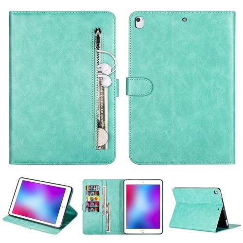 Etui en PU poche zippée avec support vert pour votre Apple iPad 10.2 (2019)/iPad Air 10.5 pouces (2019)