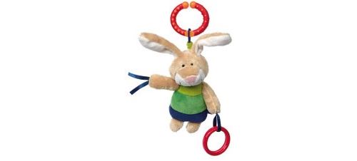 sigikid, Garçon, Doudou Clip Lapin avec Anneau de Dentition, Blue Collection, Vert/Bleu, 41842