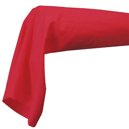 Taie de traversin 85 x 185 cm uni 57 fils lina + point bourdon Coquelicot