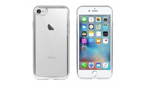 Coque souple pour iPhone 7 gris argent et dos transparent