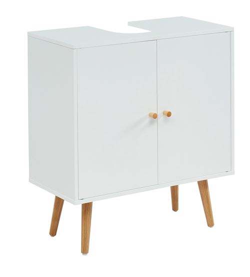 Meuble sous vasque pour salle de bain coloris blanc - 60 x 29.5 x 65 cm -PEGANE-