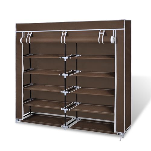 Armoires chaussure étagère meuble 30 paires tissu marron