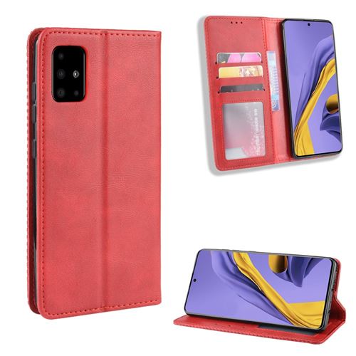 Etui en PU rétro avec support rouge pour Samsung Galaxy A71 5G SM-A716