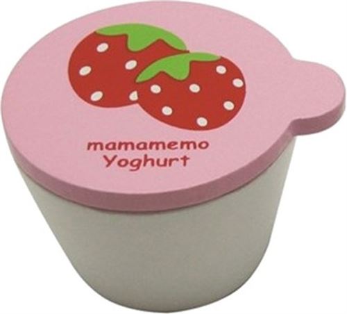 Mamamemo tasse de yogourt fraise bois de 4 cm blanc / rose