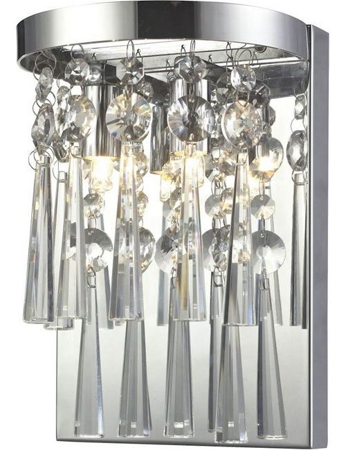 HOMEMANIA Lampe Murale Luxoria - Applique - Vintage - pour Séjour, Chambre - Chrome en Métal, Cristal, 16 x 13 x 23 cm, 2 x G9, 28 W
