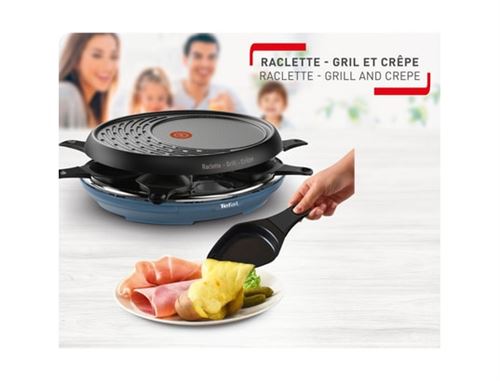 LITTLE BALANCE 8749 Multi Cheese Raclette Grill Crêpière 3 En 1 - 1200W Jusqu'à 8 Personnes - Sans PFAS Bleu Nuit