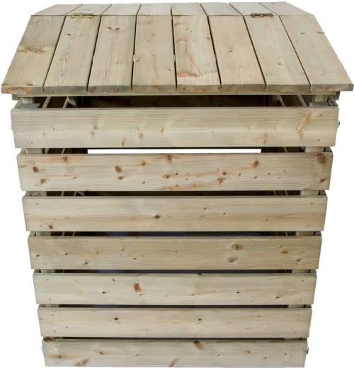 Composteur en bois avec couvercle, 480 L