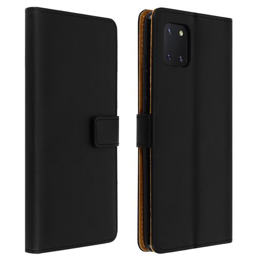Etui pour Galaxy Note 10 Lite Cuir Véritable Porte cartes Fonction Support Noir