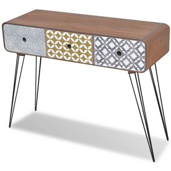 Vislone Table Console Avec 3 Tiroirs De Nuit Decoration Couloir Ou