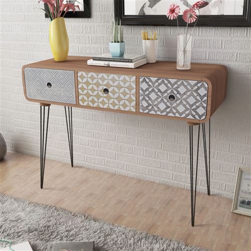 Vislone Table Console Avec 3 Tiroirs De Nuit Decoration Couloir Ou