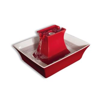 Petsafe Fontaine Drinkwell Pagoda En Céramique De 2l Filtre à Charbon Anti Odeur Mauvais Goût Rouge