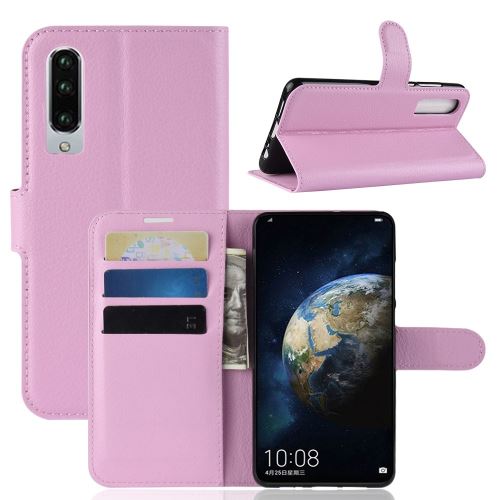 Etui en PU litchi avec support rose pour votre Huawei P30