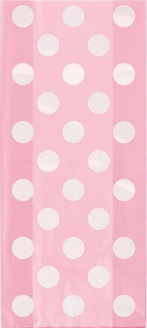 Unique sacs de fête points blancs 13 x 28 cm 20 pcs rose