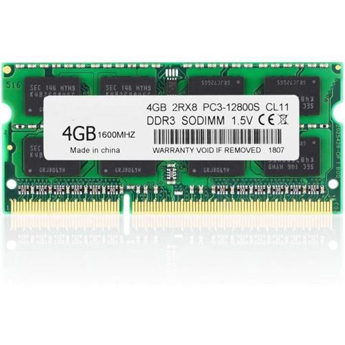 4 Go de mémoire DDR3 2RX8 204pin SO-DIMM PC3-12800S 1600MHz Mémoire pour ordinateur portable portable de modules de RAM Chips (DDR3
