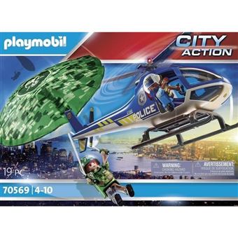 Playmobil Les policiers 70569 Hélicoptère de police et parachutiste