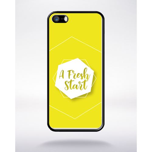 Coque A Fresh Start Fond Jaune Compatible Apple Iphone 5 Bord Noir Silicone