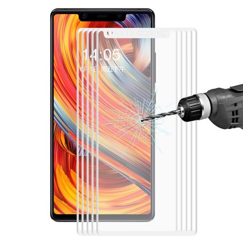 Protecteur écran en verre trempé 5pcs/set 02mm 3D fibre de carbone incurvée couverture complète blanc pour votre Xiaomi Mi 8 SE