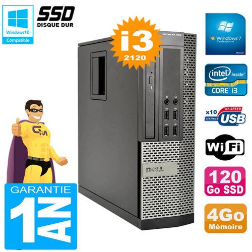 Pc dell 990 sff core i3-2120 ram 4go disque 120go ssd graveur dvd wifi w7 État correct - Dell reconditionné disponible sur Fnac