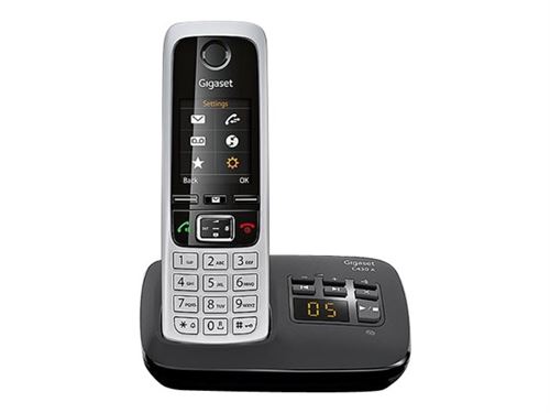 Gigaset C430A Duo - Téléphone sans fil - système de répondeur avec ID d'appelant - DECTGAP - (conférence) à trois capacité d'appel - noir, argent + combiné supplémentaire