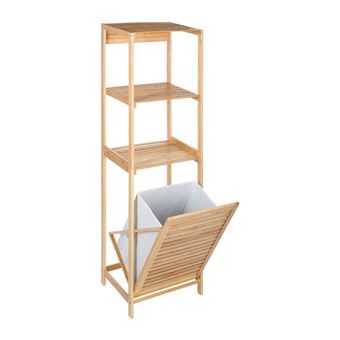 Colonne Salle Bain Etageres Et Panier Linge Bambou Achat Prix