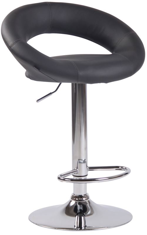 Tabouret de bar Olinda en Similicuir - Hauteur réglable - Pivotant - Piètement Métal chrome - Couleur Gris