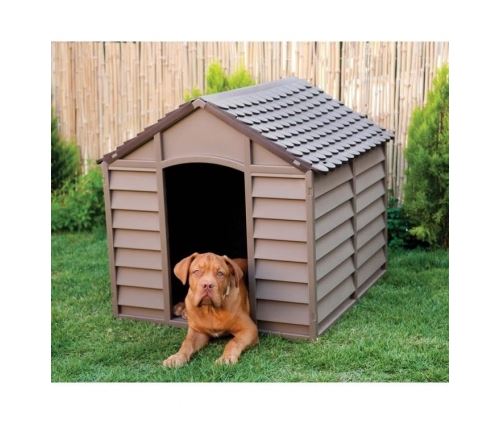 Meilleurs prix pour Niche l en plastique mocha pour chien - 84,5 x 79 x h 80,5 cm