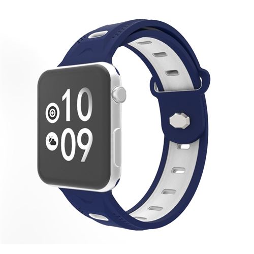 Bracelet en silicone rhombus flexible bleu foncé à l'extérieur/blanc à l'intérieur pour votre Apple Watch Series 4 40mm/Series 3/2/1 38mm