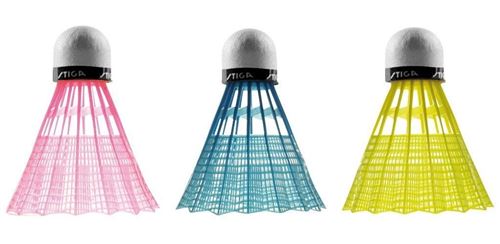 Stiga navettes badminton 3 pièces rose/vert/jaune