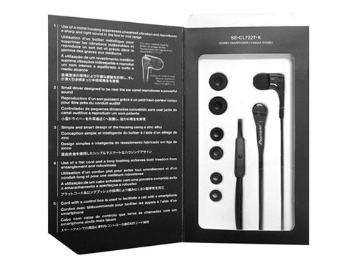 Pioneer SE-CL722T - In-ear hoofdtelefoons met micro - inwendig - met bekabeling - 3,5 mm-stekker - zwart