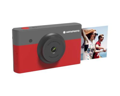 AgfaPhoto Mini Shot Appareil photo numérique à développement instantané noir/rouge Bluetooth, batterie intégrée