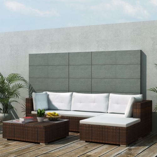 Casasmart - Salon de jardin polyrotin marron Kirk