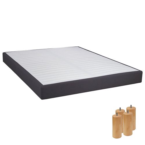 Tapikit - sommier tapissier d&eacute;montable 2x20 lattes 160x200cm anthracite + pieds bois 15cm