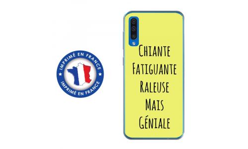 Coque souple pour Samsung Galaxy A50 avec impression Motifs Chiante mais Géniale jaune