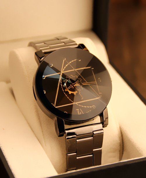 Homme Montre en acier inoxydable Compass réseau du diamant