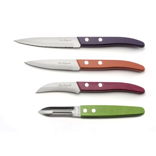 Lou Laguiole - Forest - set de 4 couteaux 'essentiel' bois teinté