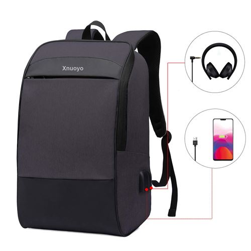 Xnuoyo 17.3 Pouces Sac à Dos Ordinateur avec USB Charging Port, Résistant à l'eau Sac a Dos PC Portable et Sac à Dos Grande Capac