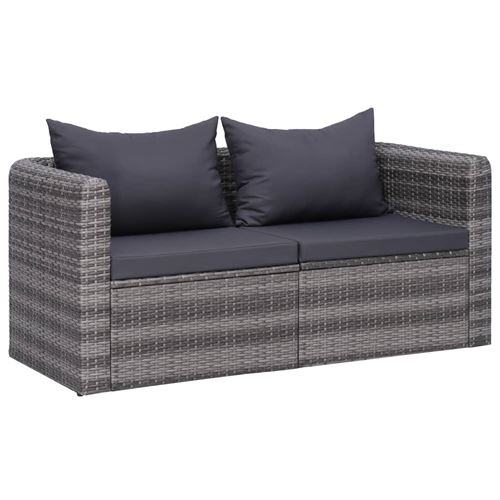Canapés d'angle de jardin 2 pcs Gris Résine tressée
