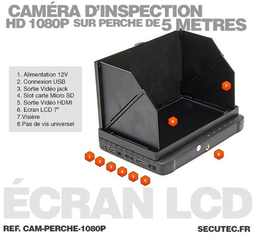 QYTeco - Caméra d'inspection rigide à vue latérale HD 720p avec moniteur de  5 pouces pour l'inspection des murs creux et des murs isolants