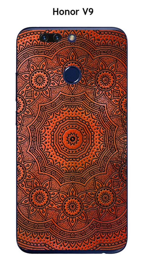 Coque TPU gel souple Honor V9 - Honor 8 Pro design Mandala rosace Orange & Noir