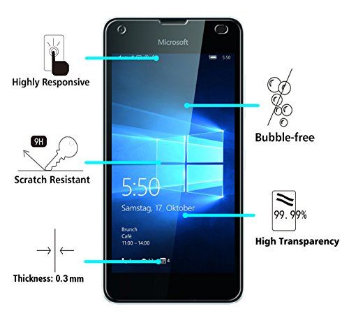 iVoler [Pack de 2] Verre Trempé Microsoft Lumia 550 [e à Vie], Film Protection en Verre trempé écran Protecteur vitre (0,3mm HD Ultra Transparent)