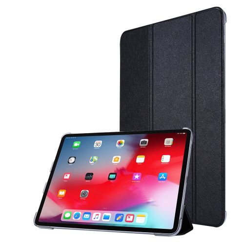 Etui en PU + TPU flip de soie avec support tri-pliure noir pour votre Apple iPad Pro 12.9 pouces (2020)