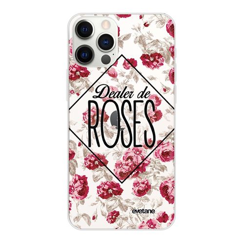 Coque pour iPhone 12/12 Pro souple transparente Dealer de Roses Motif Ecriture Tendance [Evetane®]