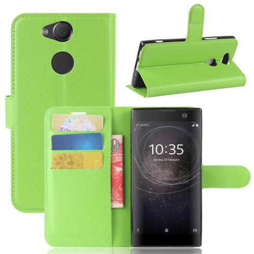 Etui en PU texture litchi avec fentes de carte vert pour Sony Xperia XA2
