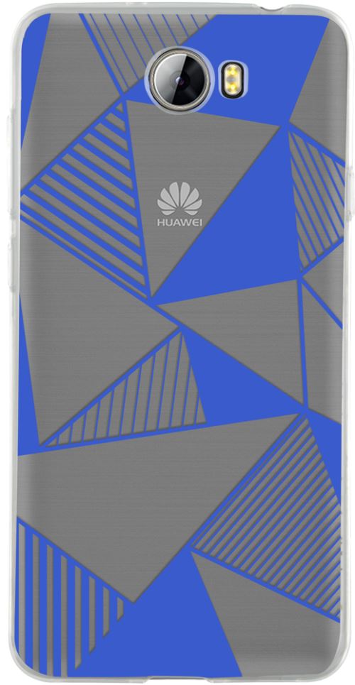 Coque semi-rigide transparente triangles bleus pour Huawei Y5 II