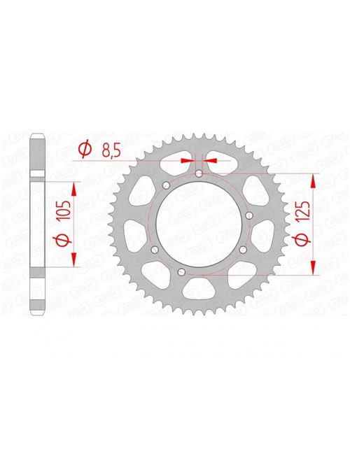 Couronne AFAM 62 dents acier standard pas 428 type 47200