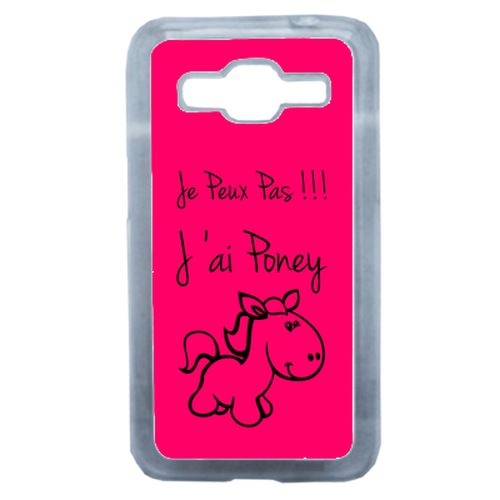 Coque Citation Poney Rose Compatible Samsung Core Prime Transparent