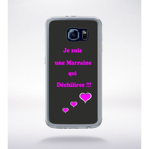 Coque Marraine Rose Et Noir Compatible Samsung Galaxy S6 Transparent
